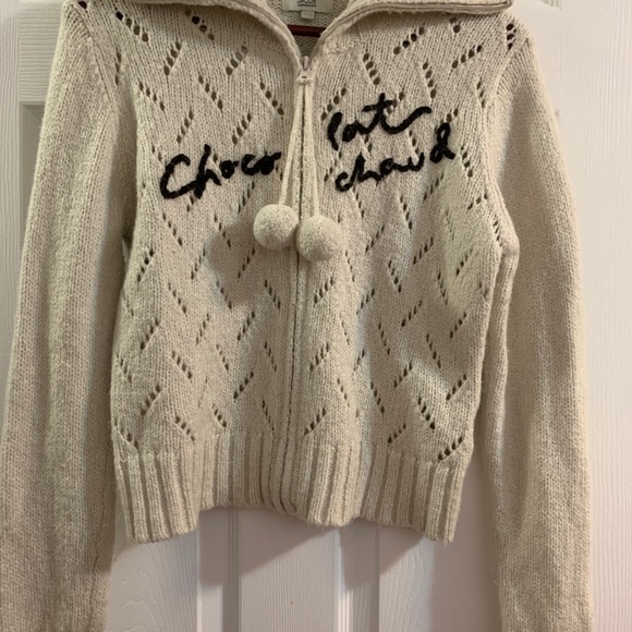 Jacob Connexion Cream Wool Pompom Zipper Cardigan - Picture 5 of 8
